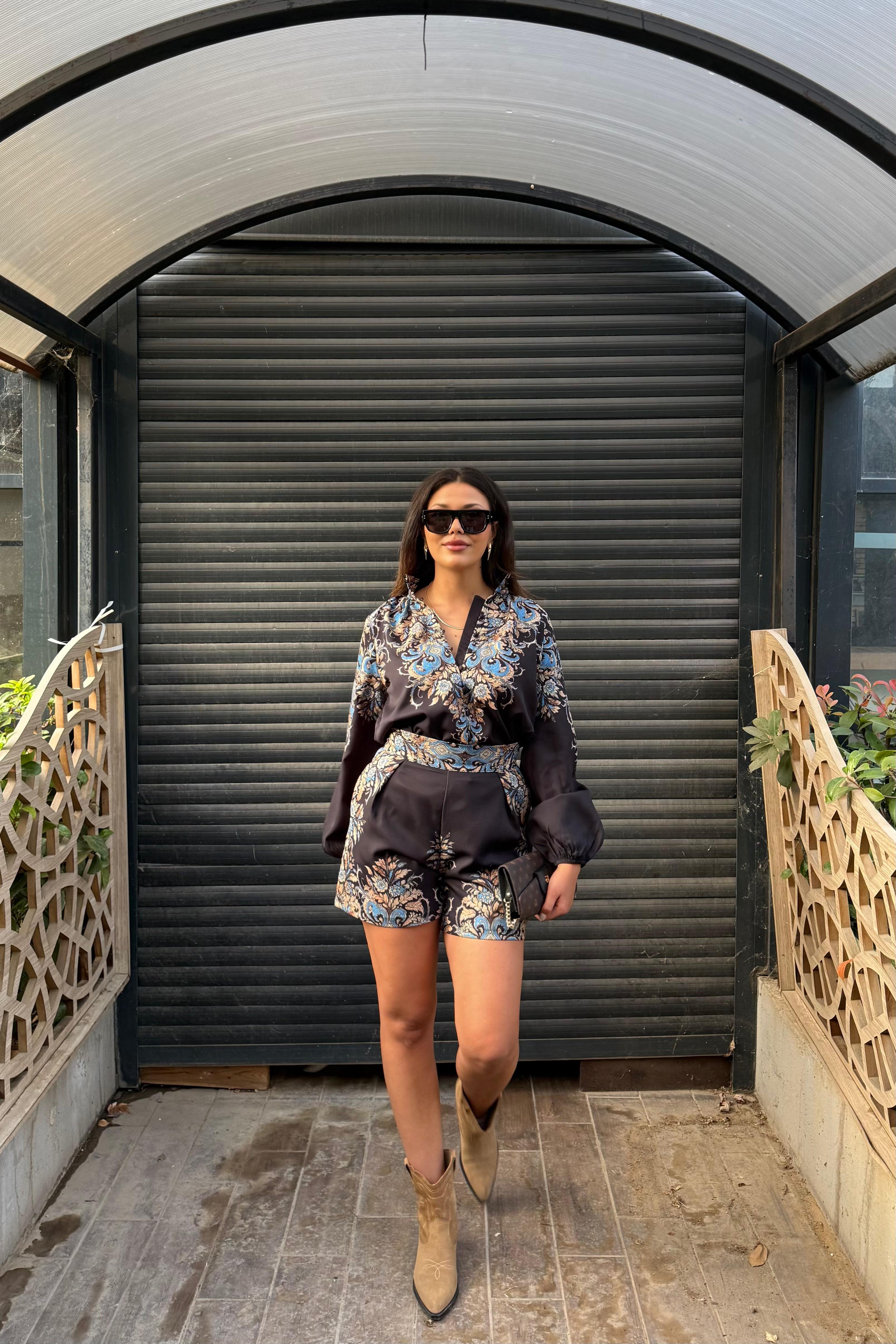 Barok Desenli Saten Takım