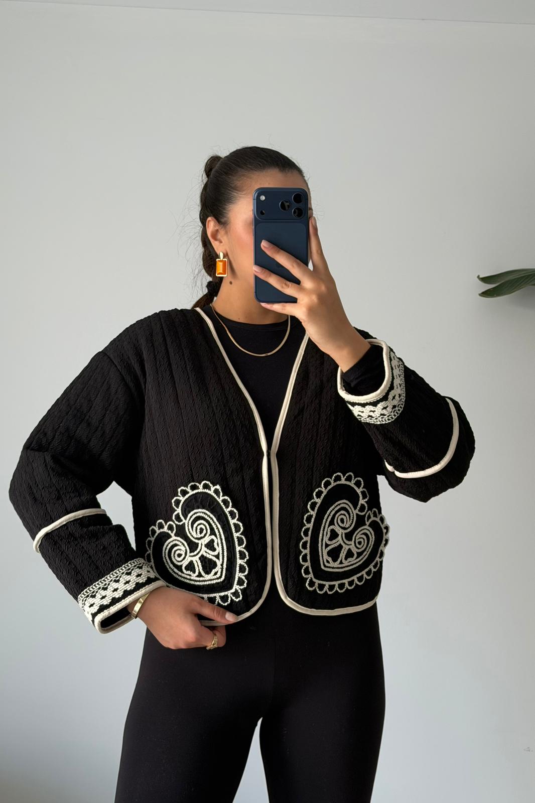 Folk Nakış Detaylı Kısa Ceket