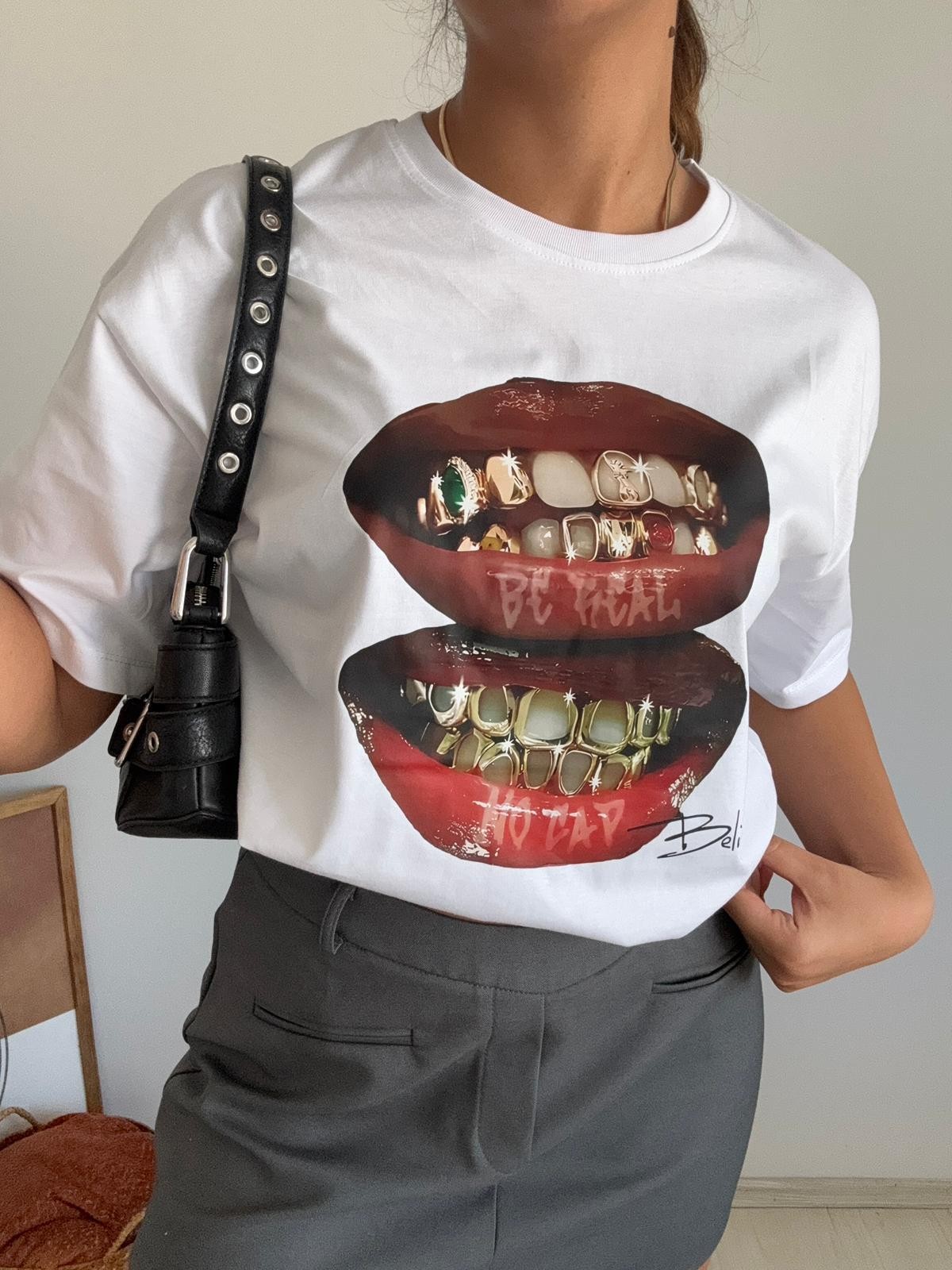 Baskılı Oversize Tişört – 3 Farklı Tasarım - Be Real Baskılı Tişört