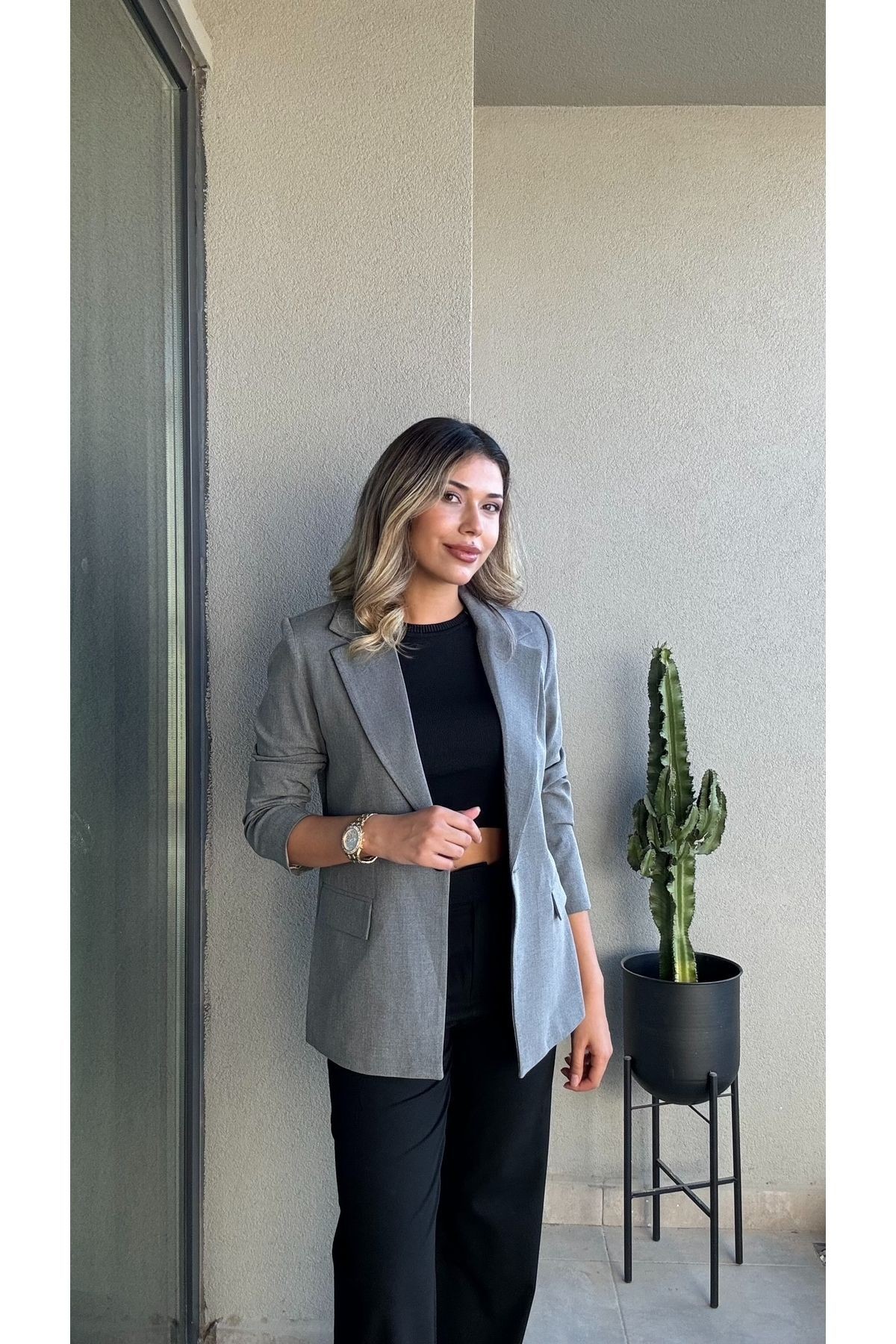 İçi Astarlı Tek Düğmeli Blazer Ceket