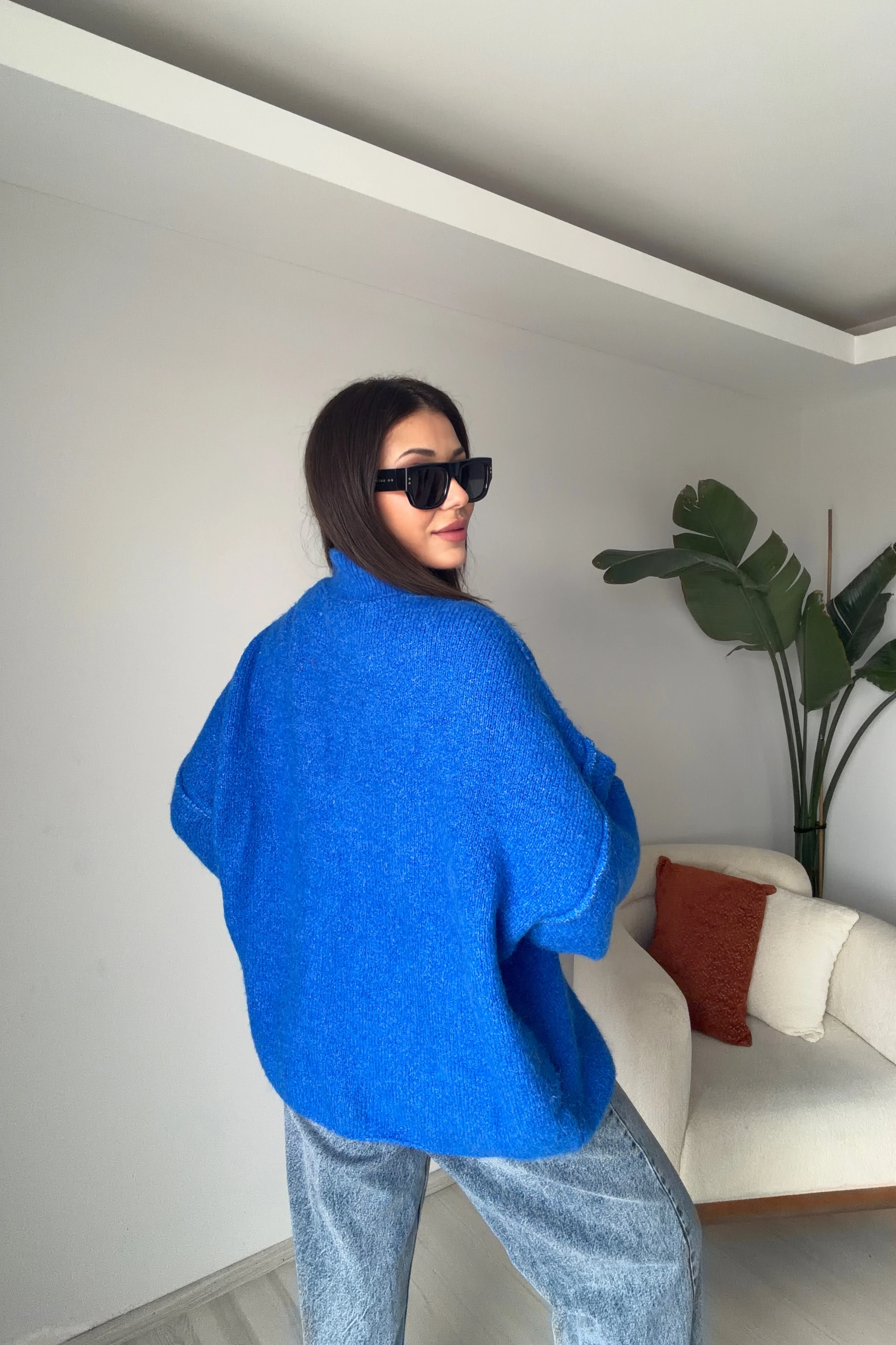 Yumuşak Doku Balon Kol Triko Kazak