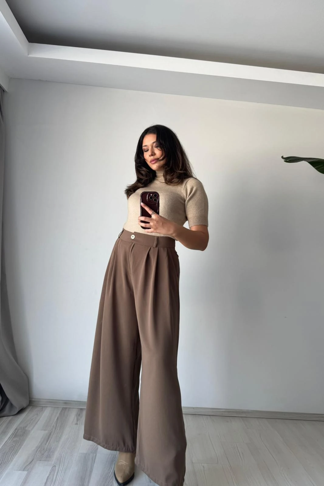 Yüksek Bel Dökümlü Pantolon