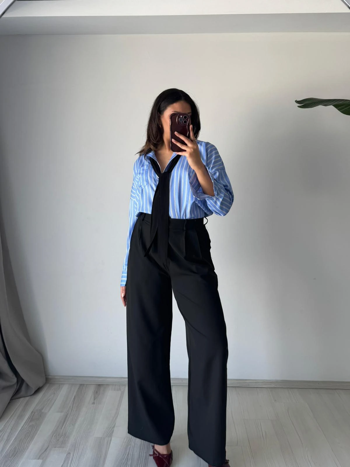 Klasik Kesim Düğmeli Blazer Palazzo Takım