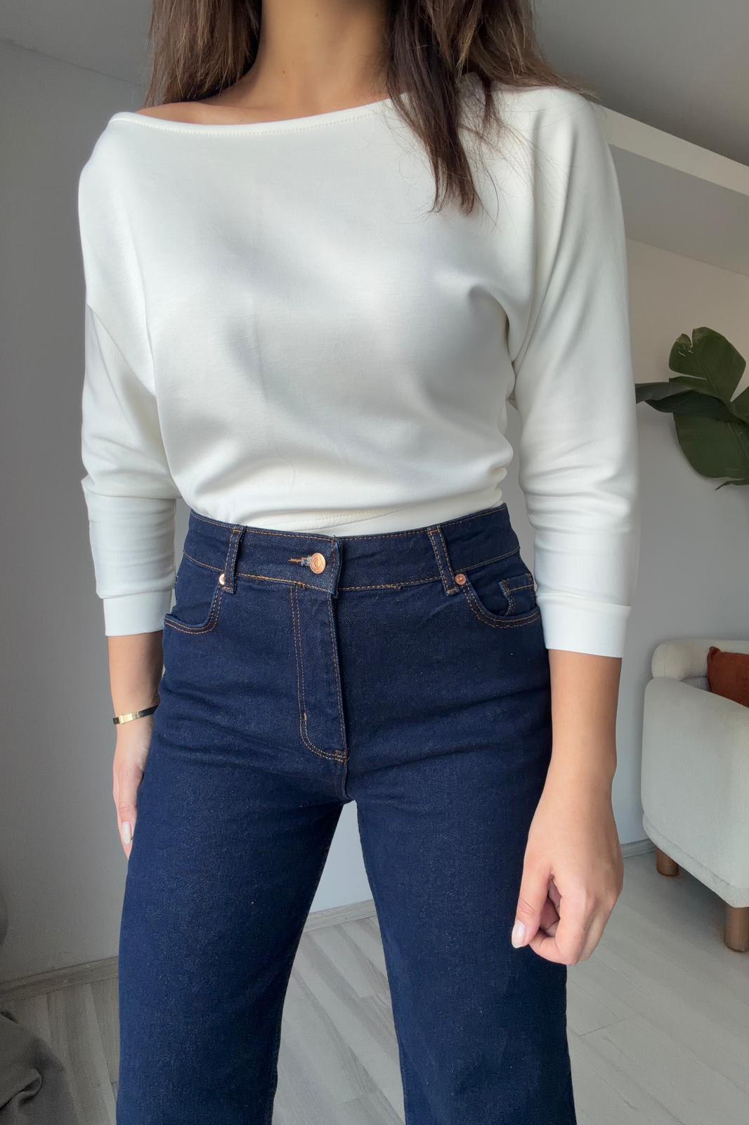 Yüksek Bel Düz Paça Jean- Lacivert