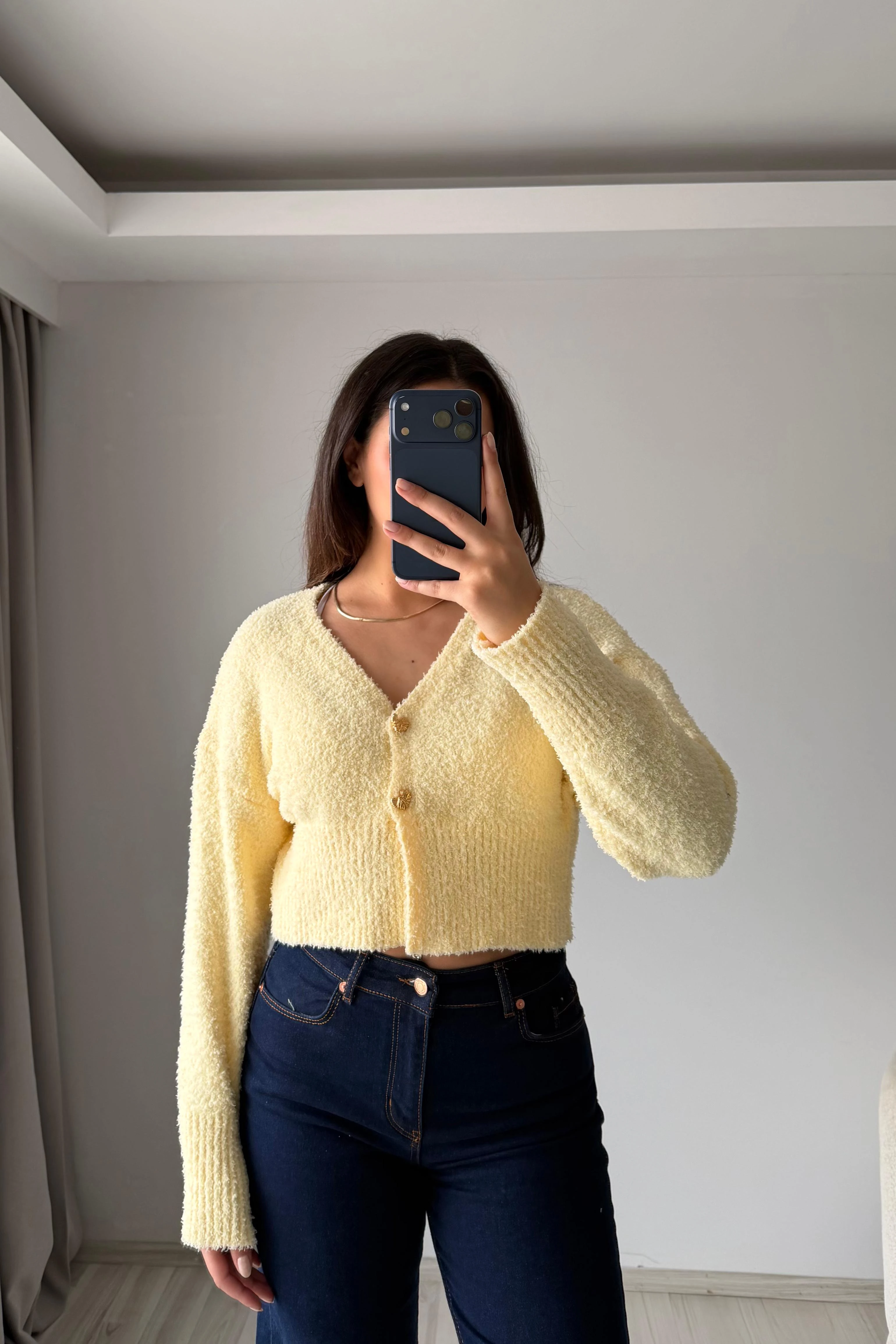 Soft Dokulu Kısa Triko Hırka