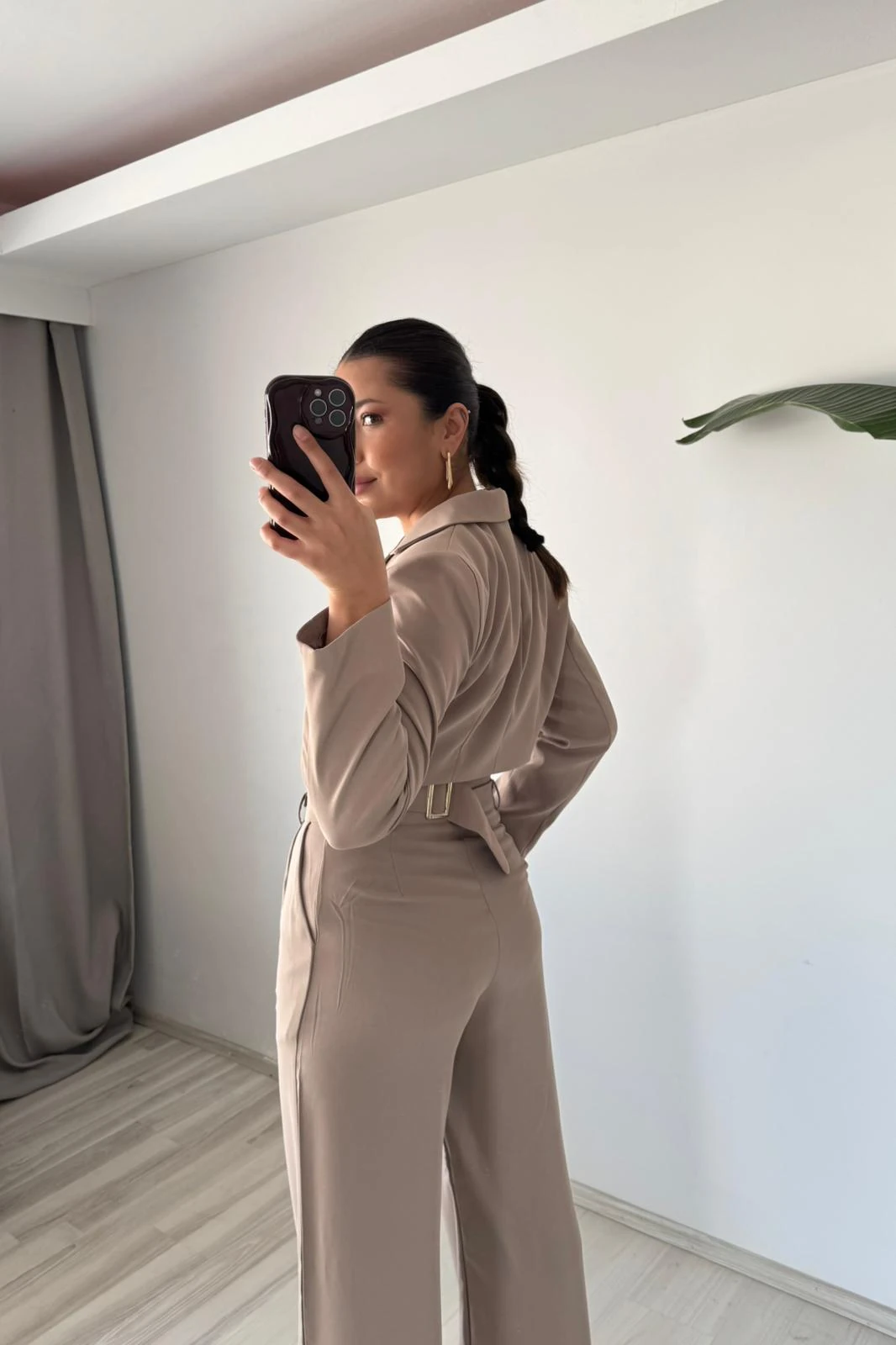 Palazzo Crop Ceket Takım