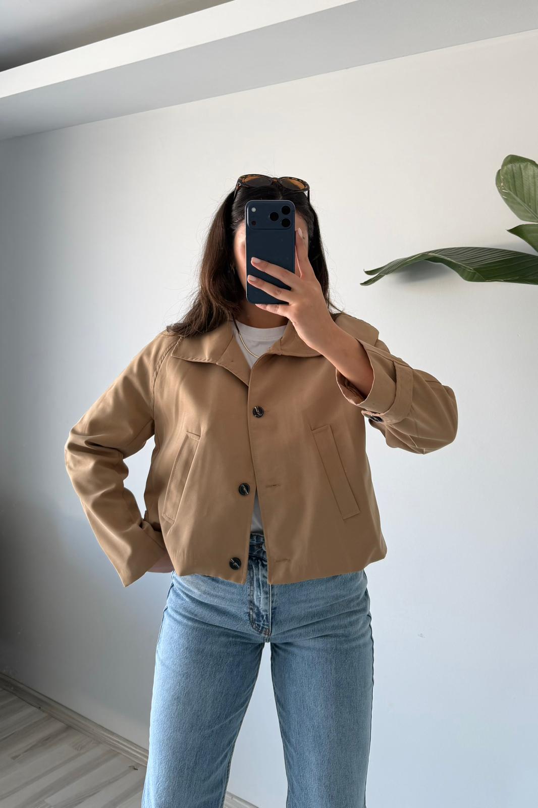  Kısa Trençkot – Camel