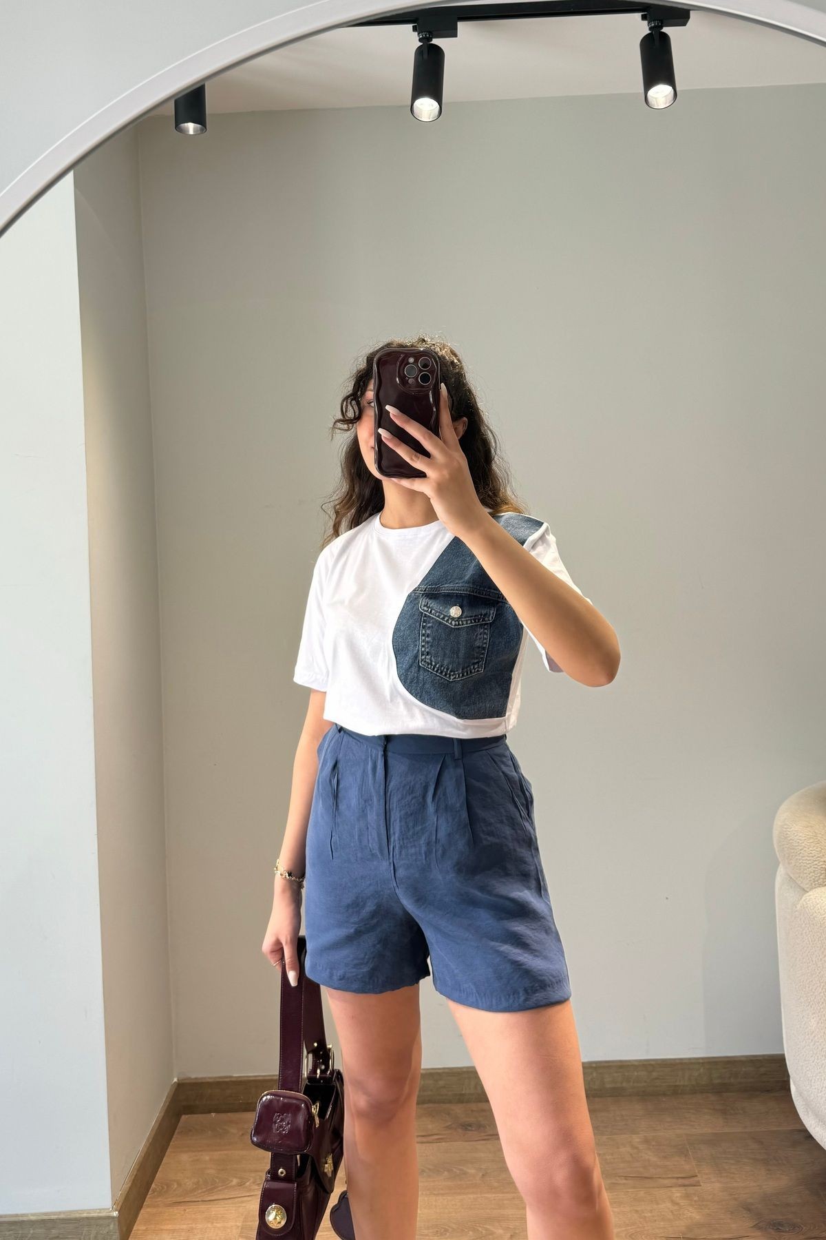 Denim Detaylı Tişört