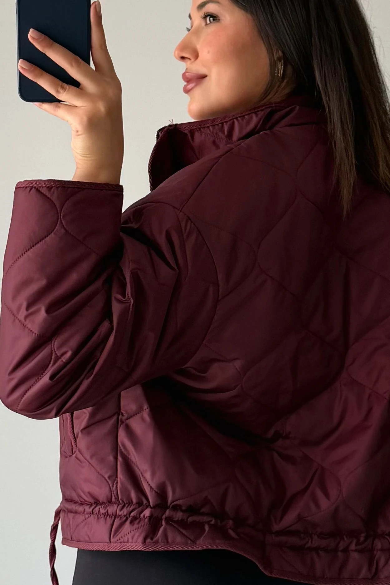 Kısa Kapitone Ceket - Bordo