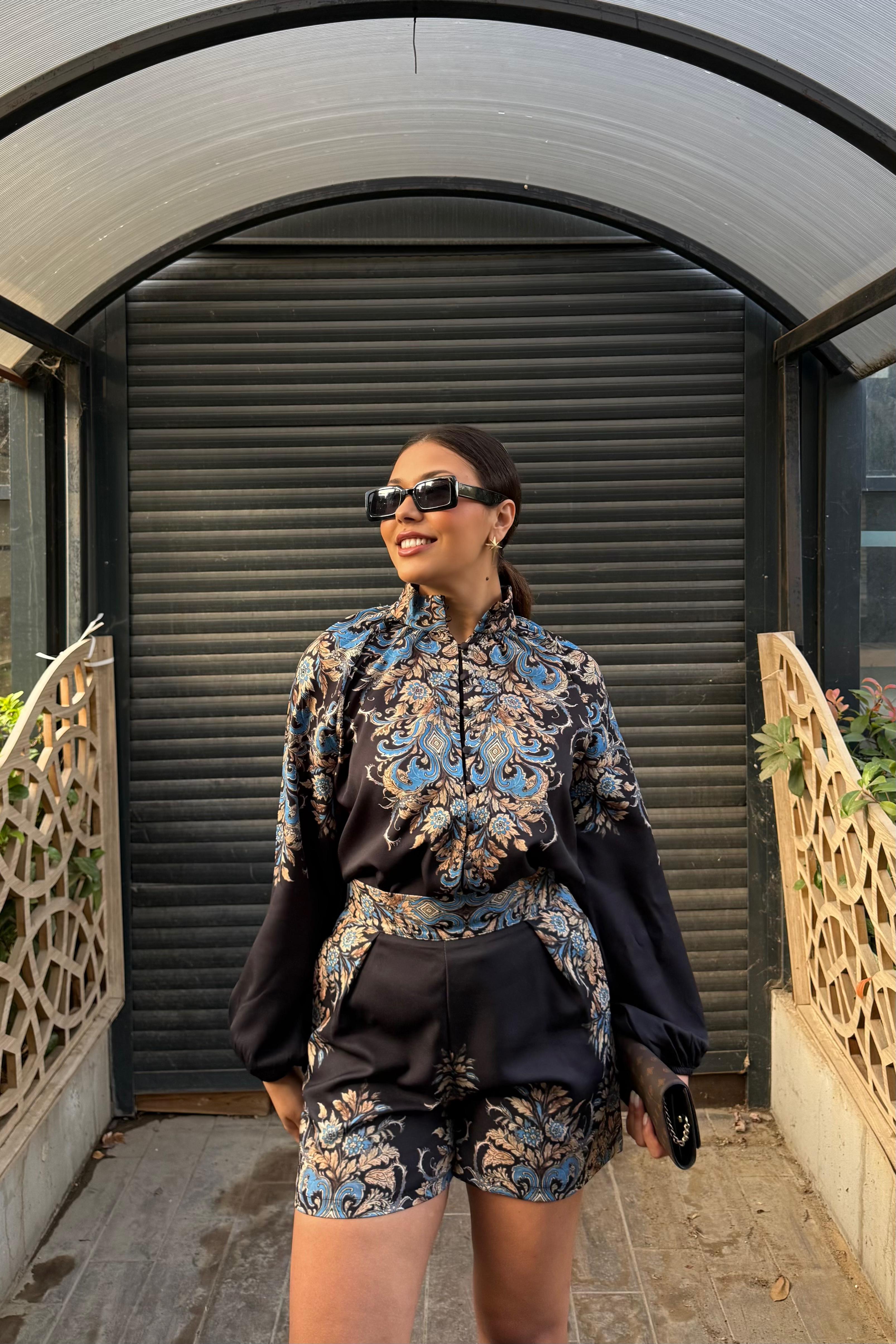 Barok Desenli Saten Takım