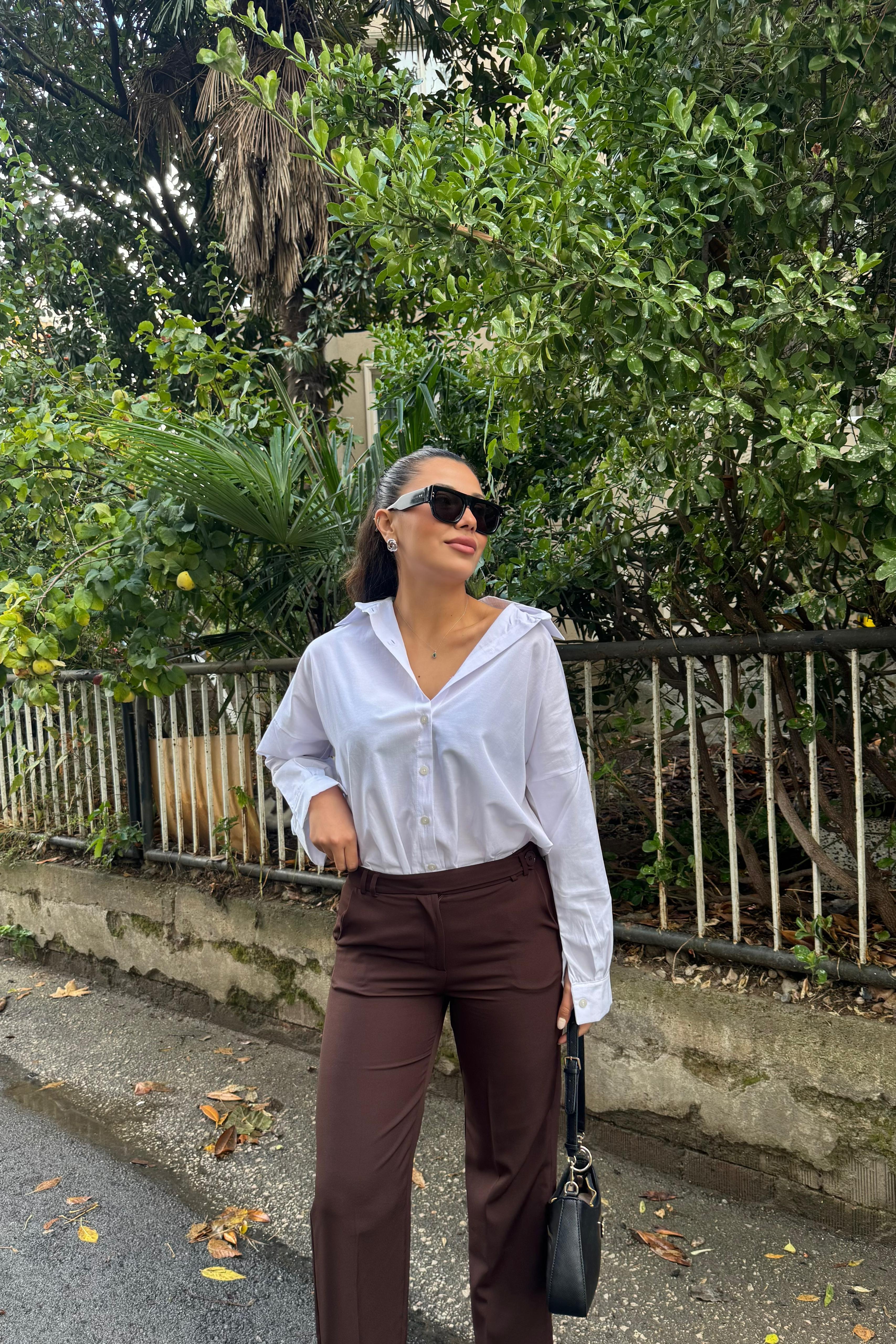 Beyaz Oversize Basic Gömlek