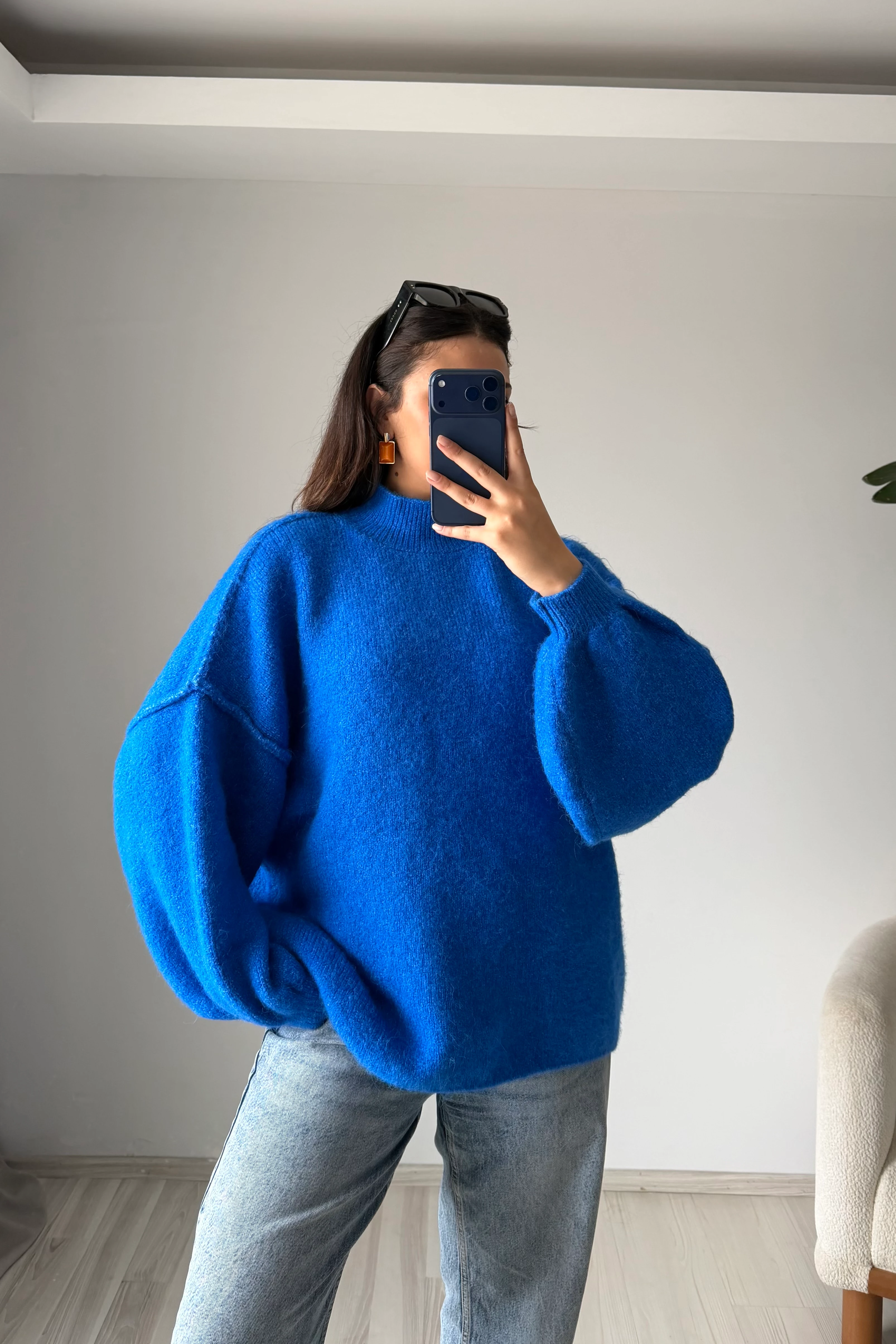 Yumuşak Doku Balon Kol Triko Kazak