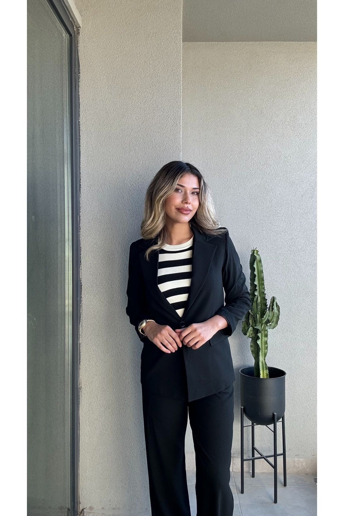 İçi Astarlı Tek Düğmeli Blazer Ceket