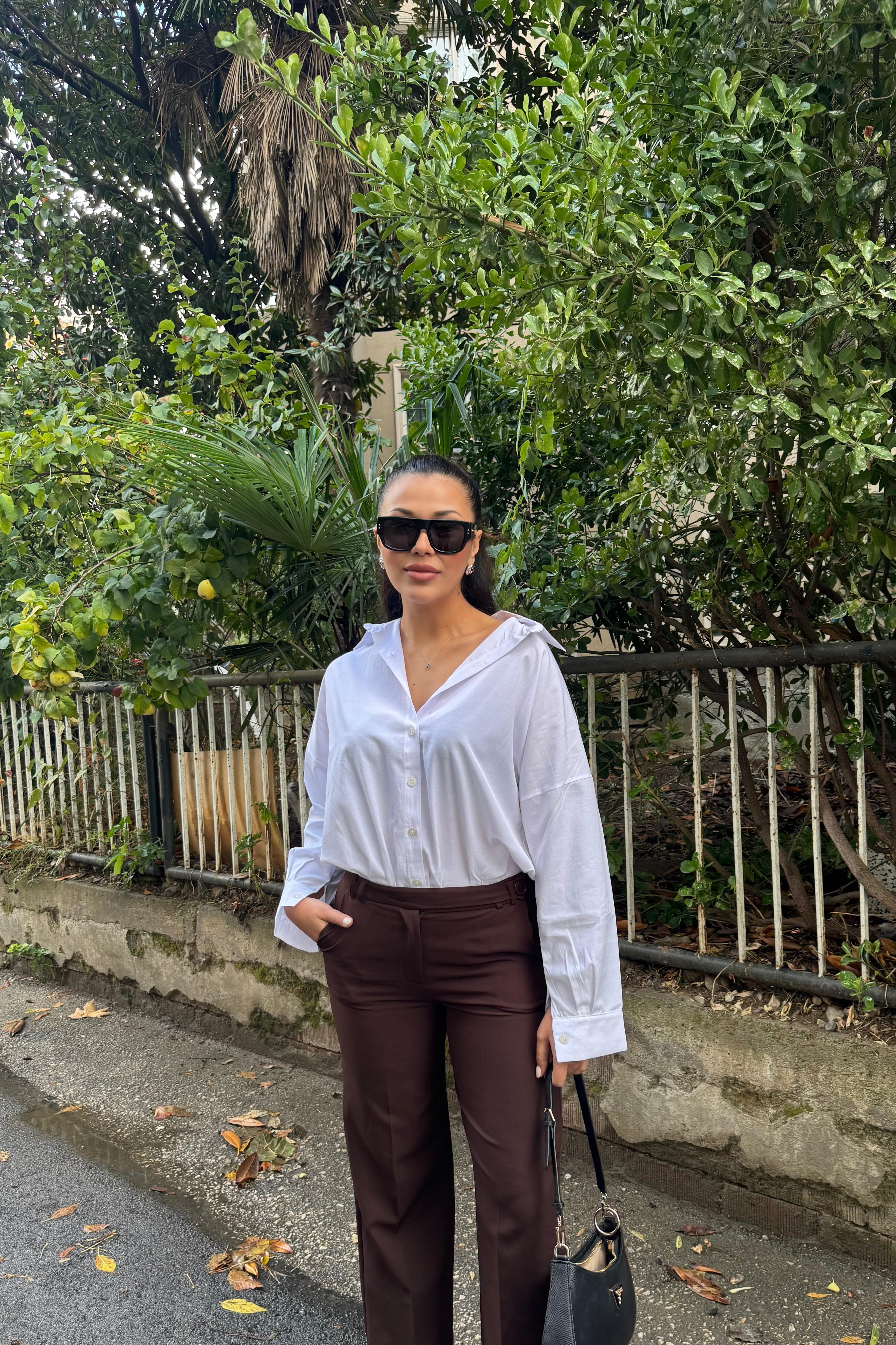 Beyaz Oversize Basic Gömlek