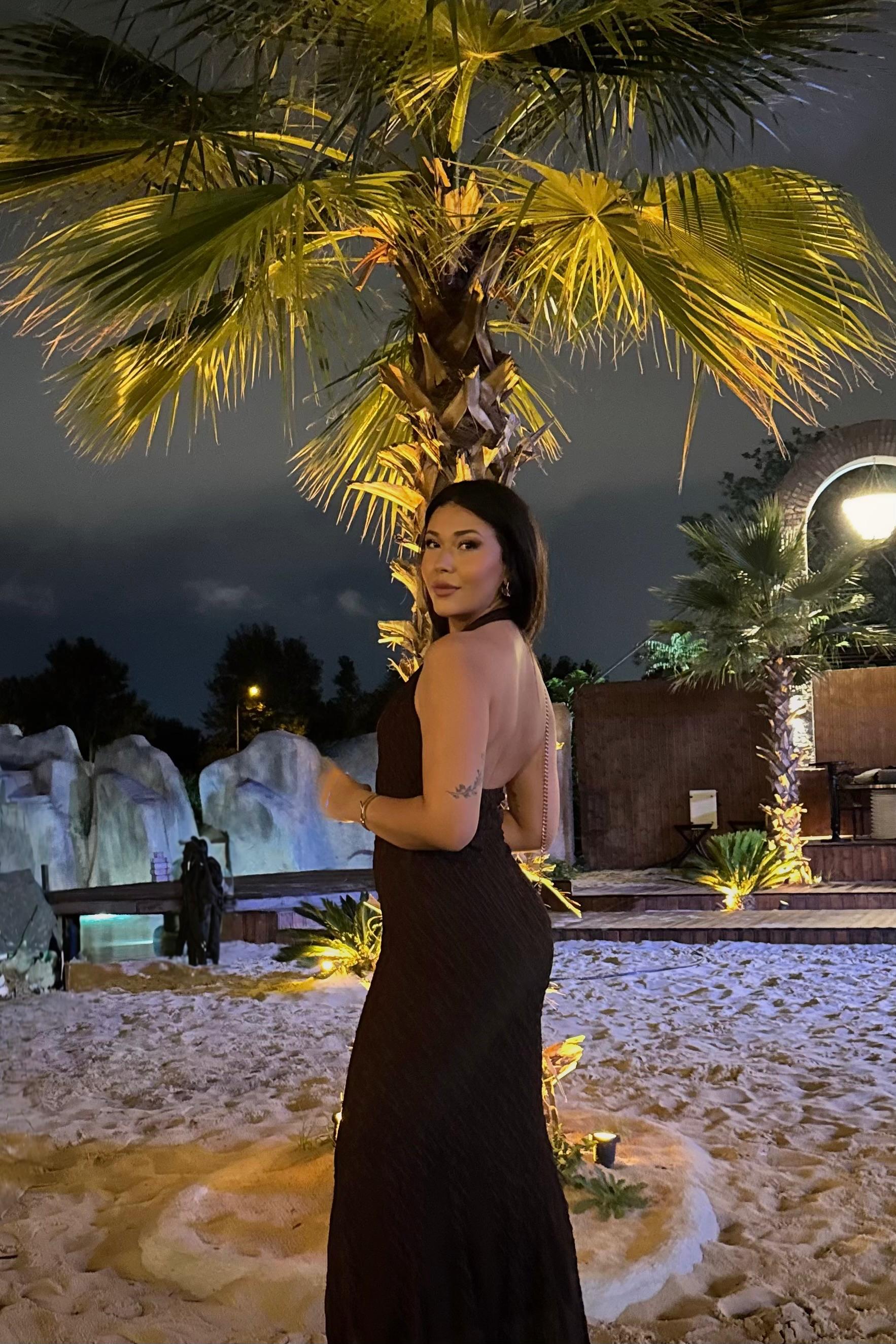 Luna Kahve Halter Elbise