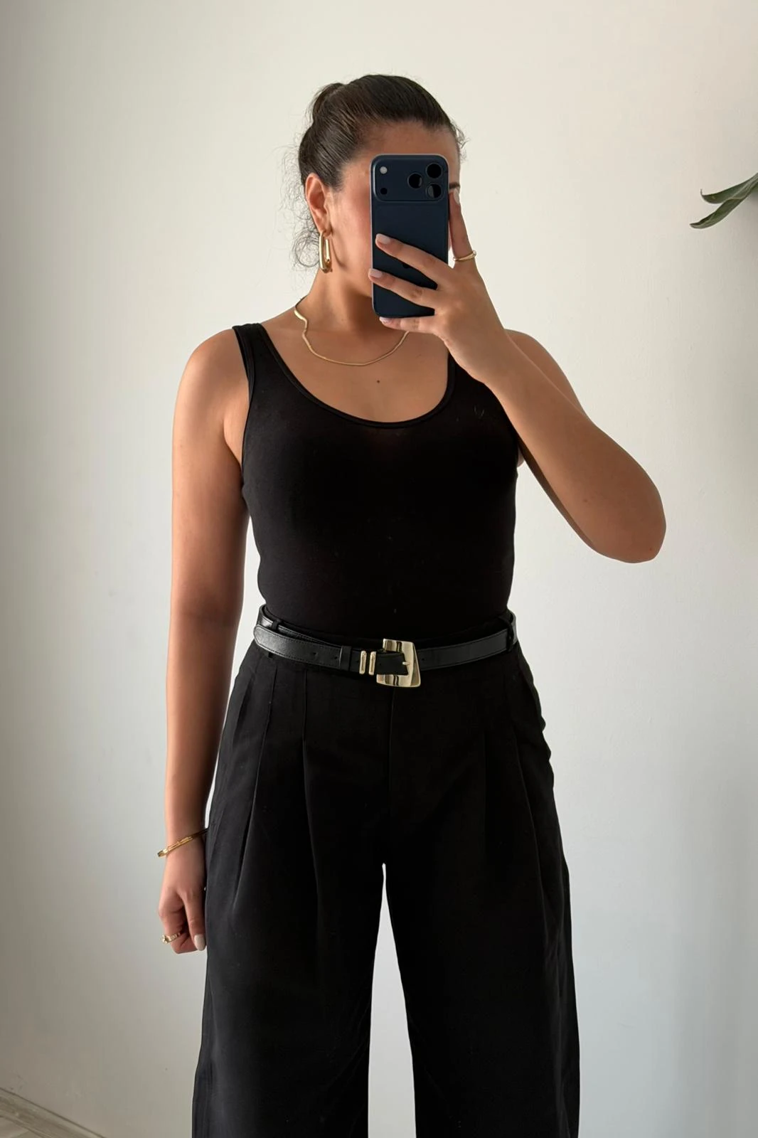 Wide-Leg Basic Pantolon - Siyah