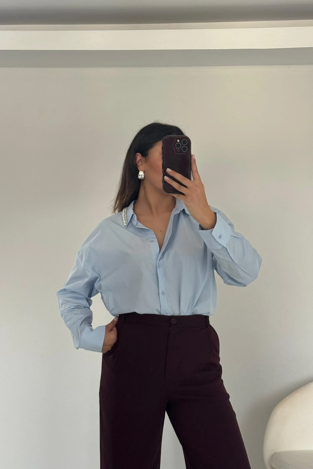 İnci Yaka Pamuk Gömlek