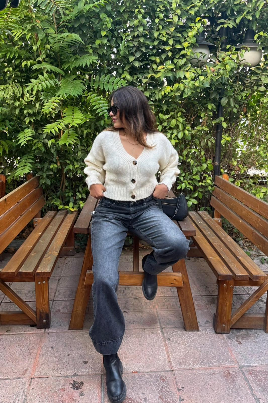 Kadın Crop Triko Hırka