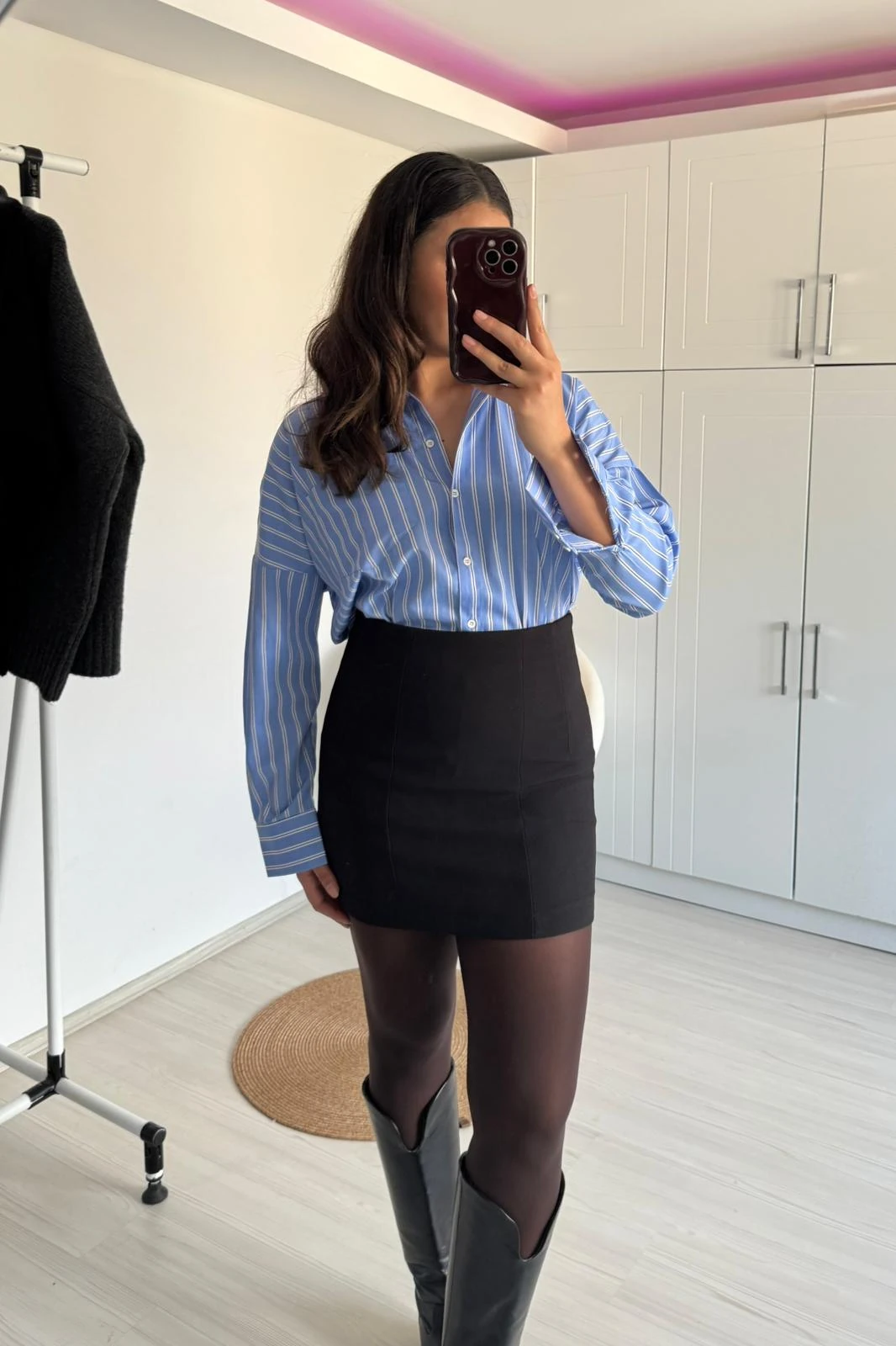 Yüksek Bel Basic Mini Etek – Siyah