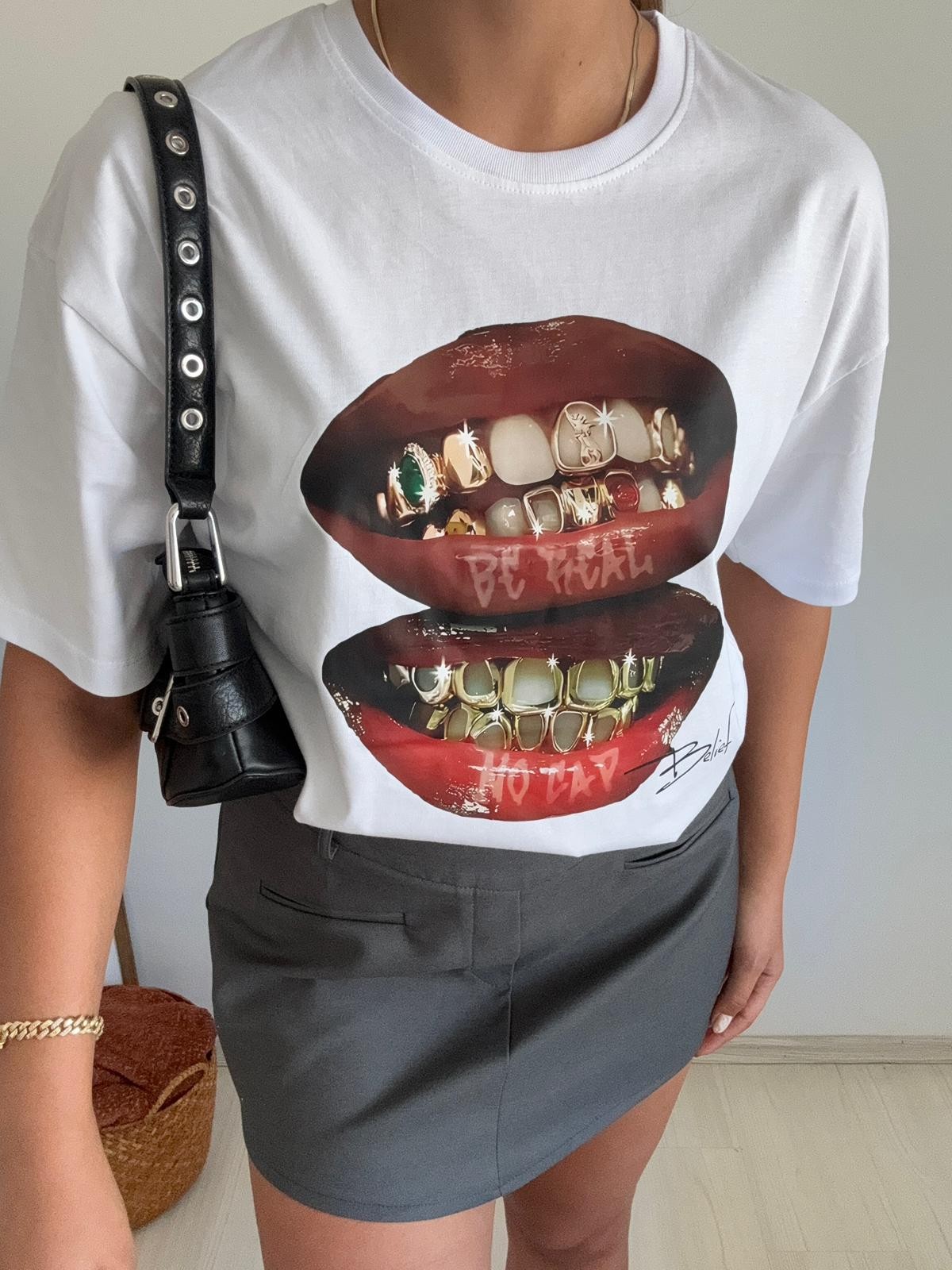 Baskılı Oversize Tişört – 3 Farklı Tasarım - Be Real Baskılı Tişört