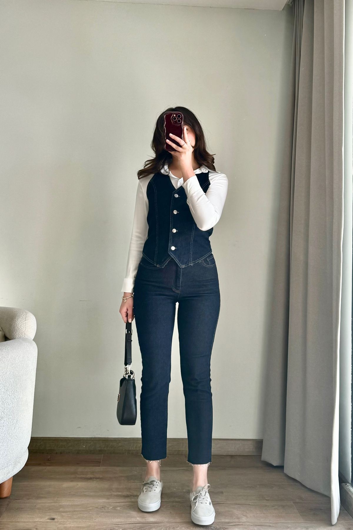 Mom Fit Kot Pantolon Standart Bel Cepli Pamuklu - Mom Jean