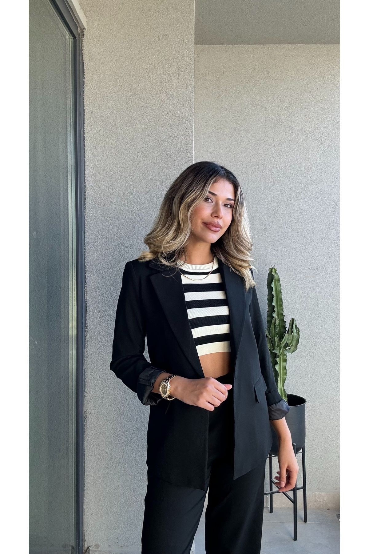 İçi Astarlı Tek Düğmeli Blazer Ceket