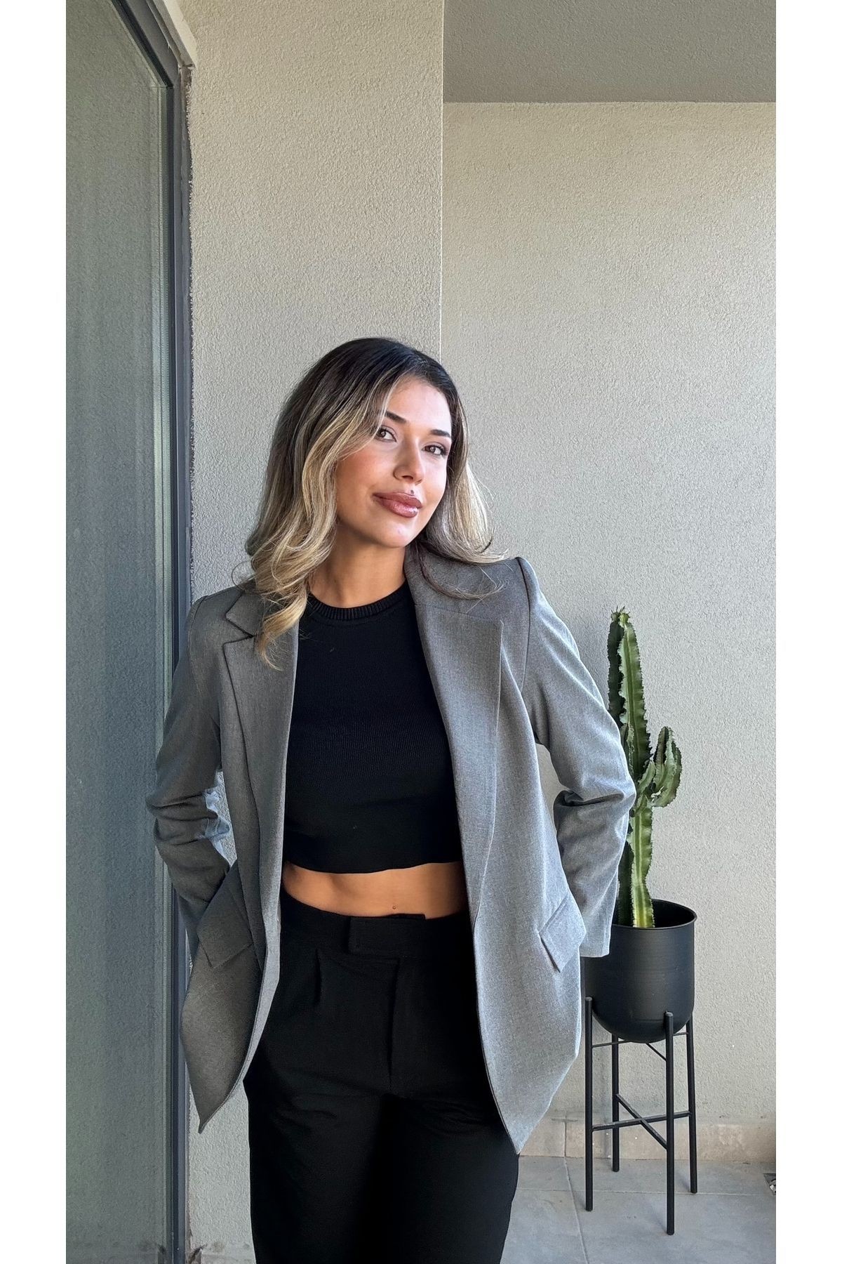 İçi Astarlı Tek Düğmeli Blazer Ceket