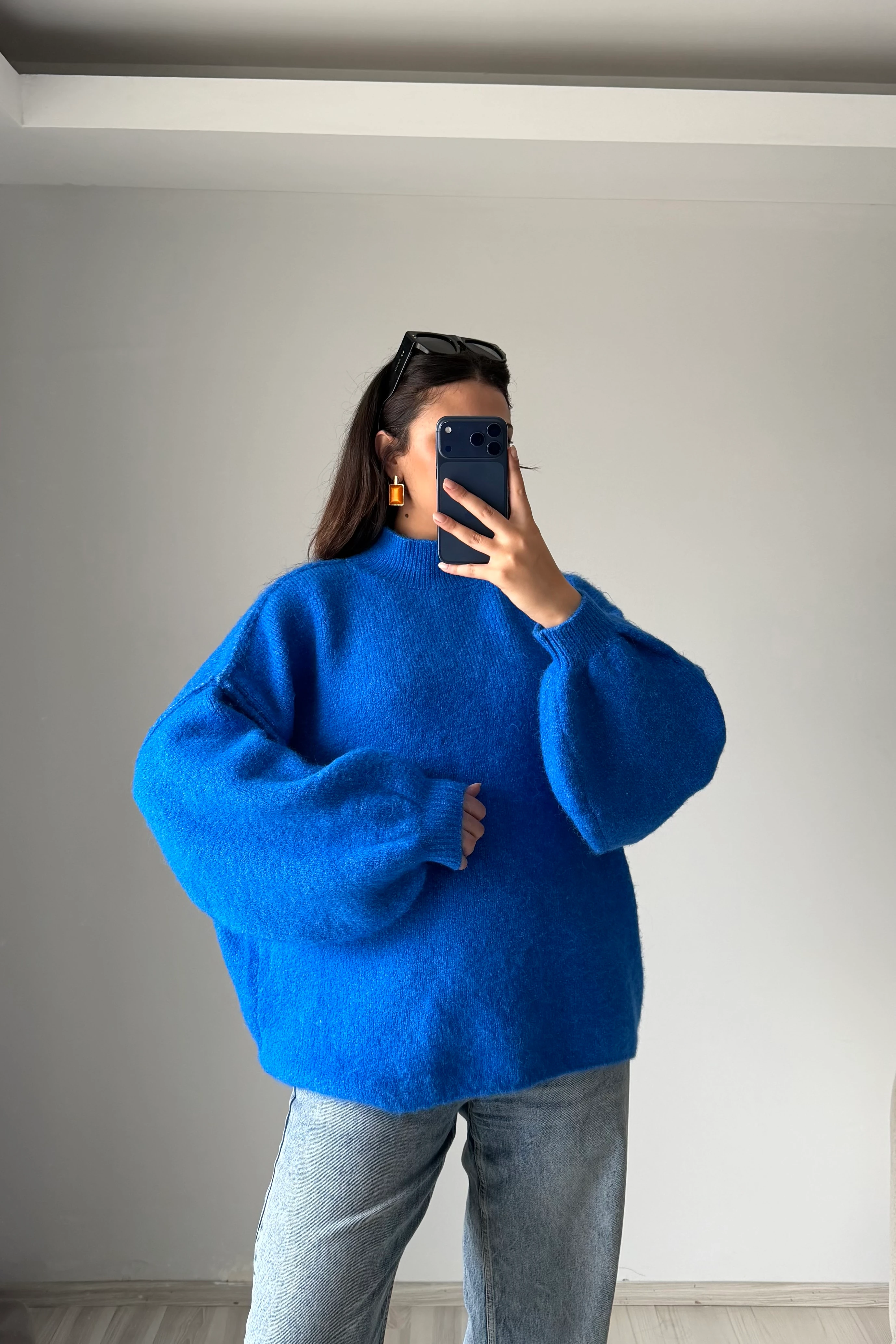 Yumuşak Doku Balon Kol Triko Kazak