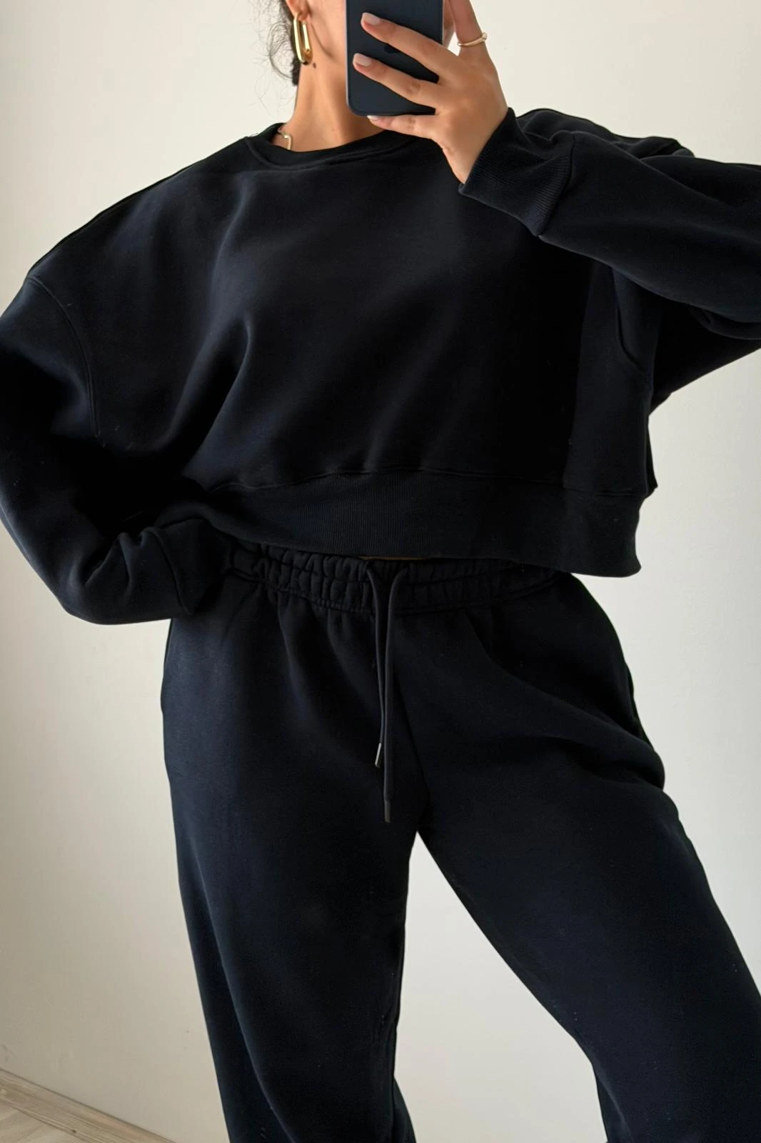 İçi Şardonlu Sweat Eşofman Takım - lacivert