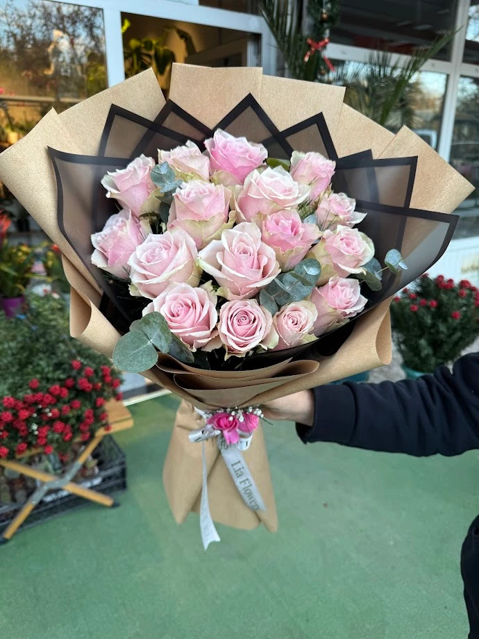 İthal Pembe Gül Buketi 15'