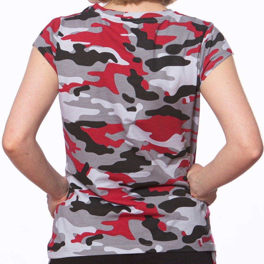 Kadın Kamuflaj Desenli Süprem Kısa Kollu Basic Tişört