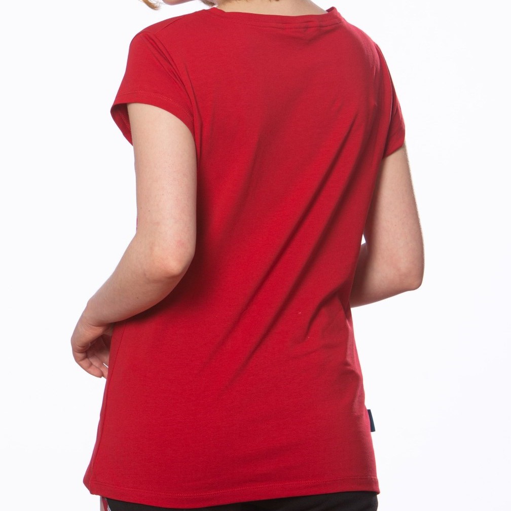 Kadın Kırmızı Pike Kısa Kollu Basic Tişört