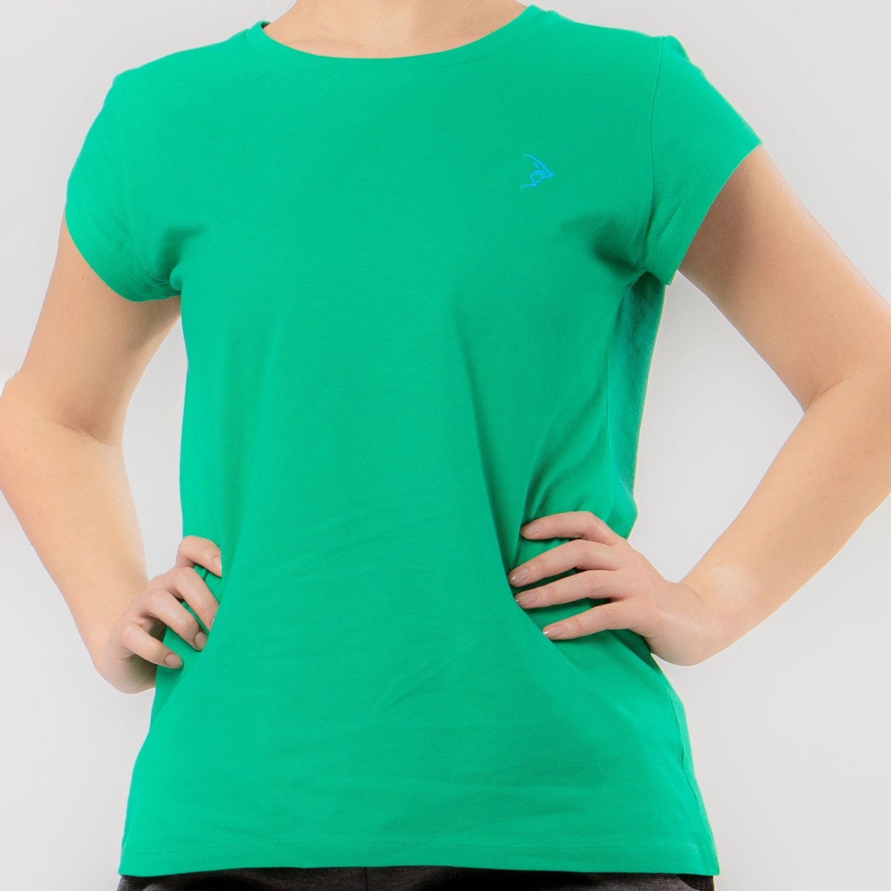 Kadın Yeşil Pike Kısa Kollu Basic Tişört