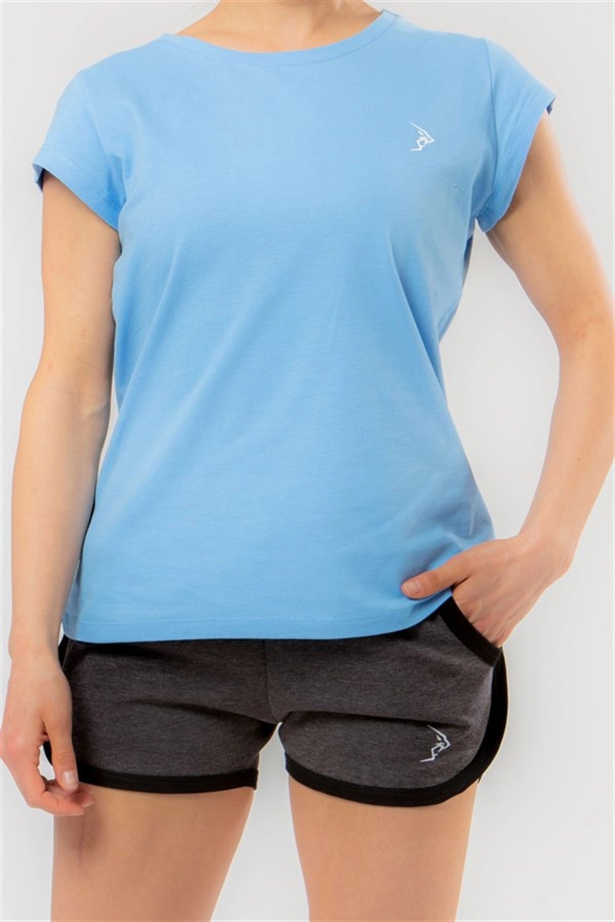 Gymlegend Kadın Açık Mavi Pike Kısa Kollu Basic Tişört