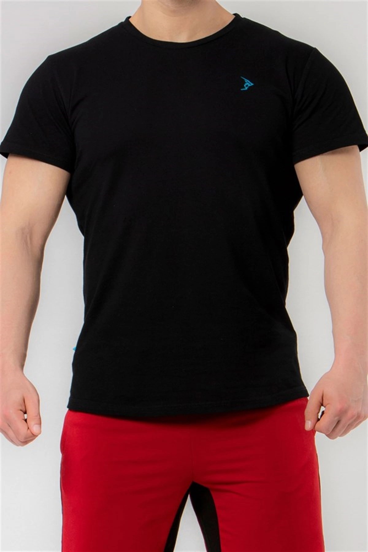 Gymlegend Erkek Siyah Pike Kısa Kollu Basic Tişört