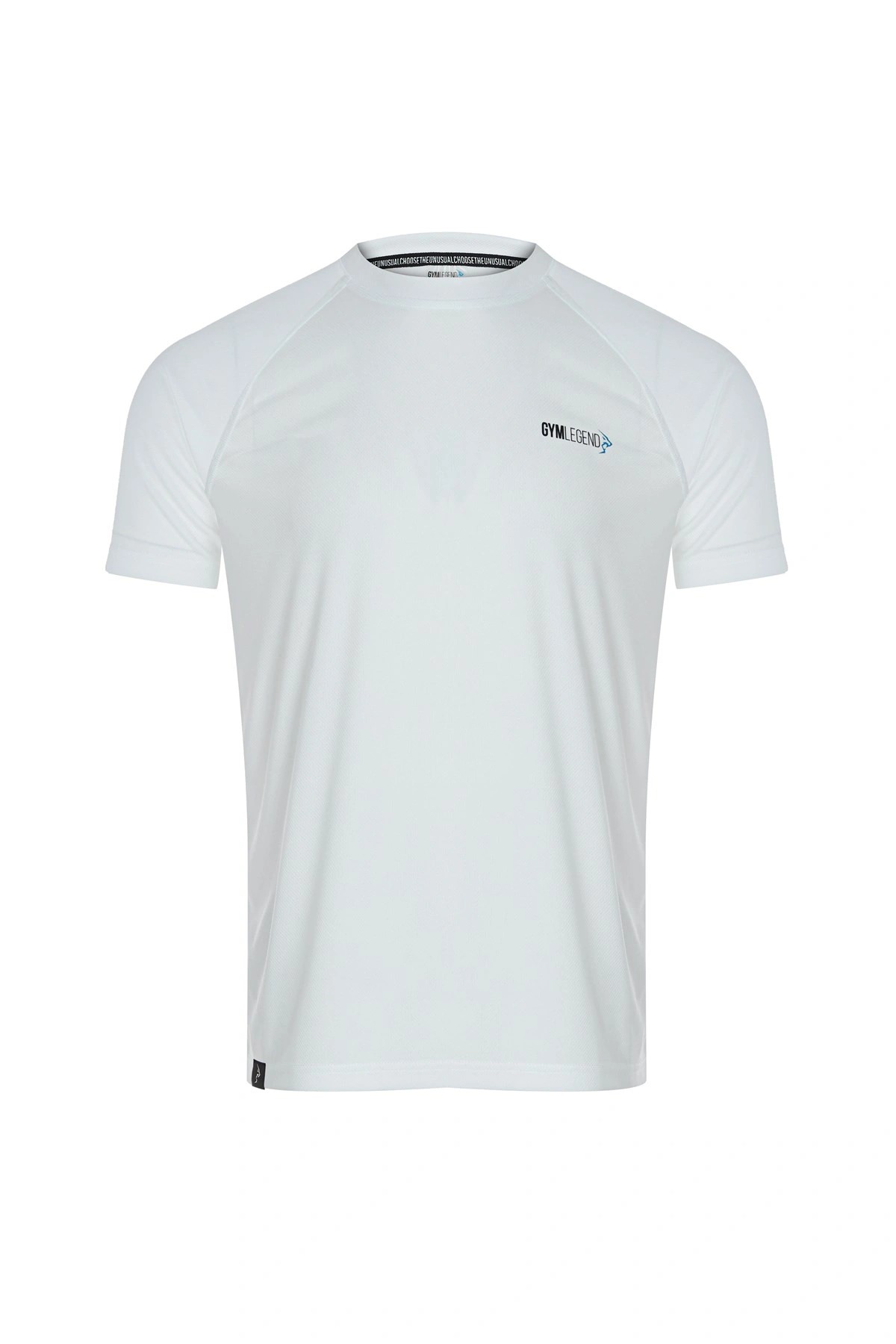 Gymlegend Erkek Beyaz Mikro Polyester Performans Antrenman Sporcu Tişört