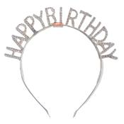 HAPPY BIRTHDAY TAŞLI METAL TAC GÜMÜŞ