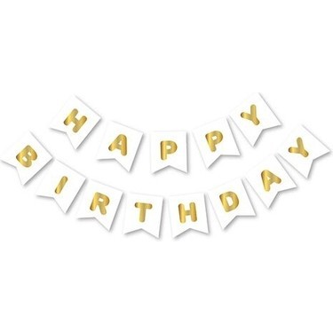 HAPPY BIRTHDAY BEYAZ GOLD YALDIZLI BANNER