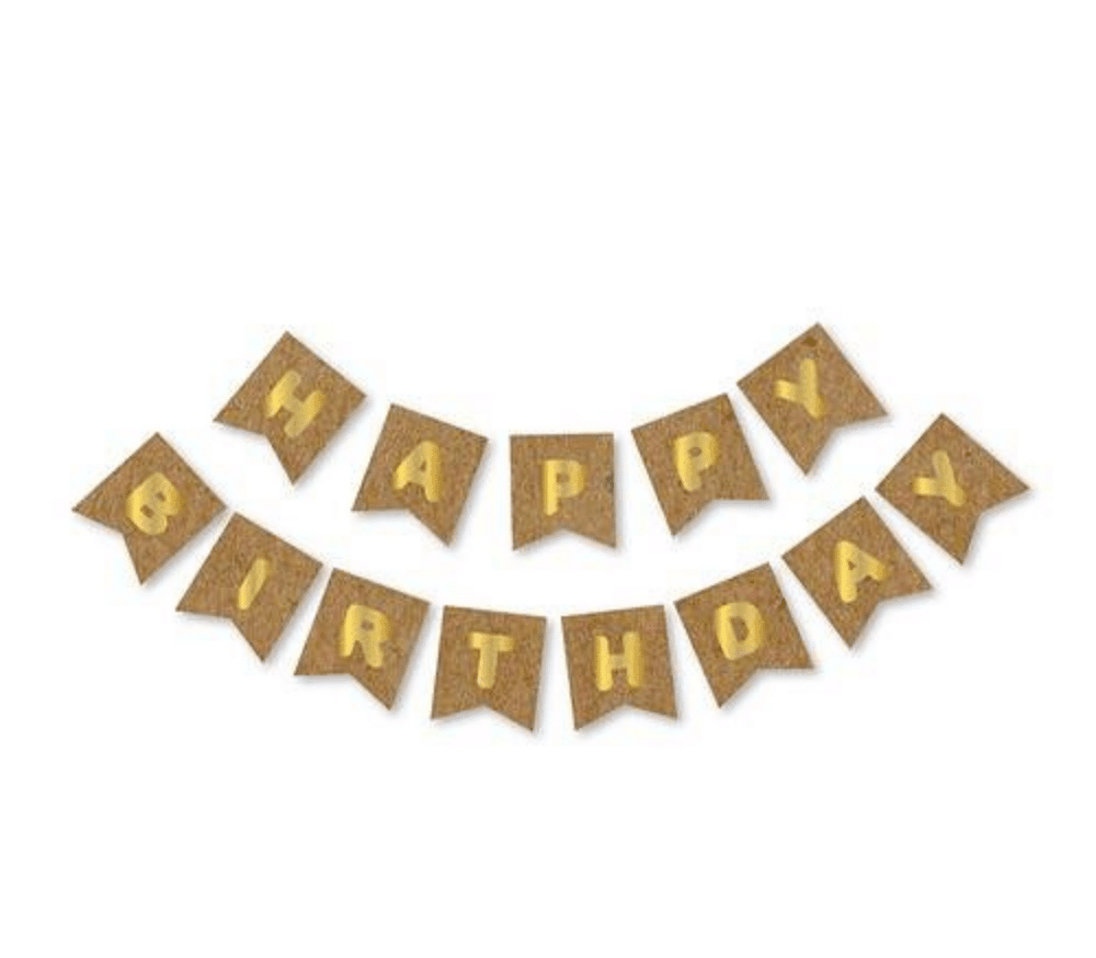 HAPPY BIRTHDAY KRAFT GOLD YALDIZLI BANNER