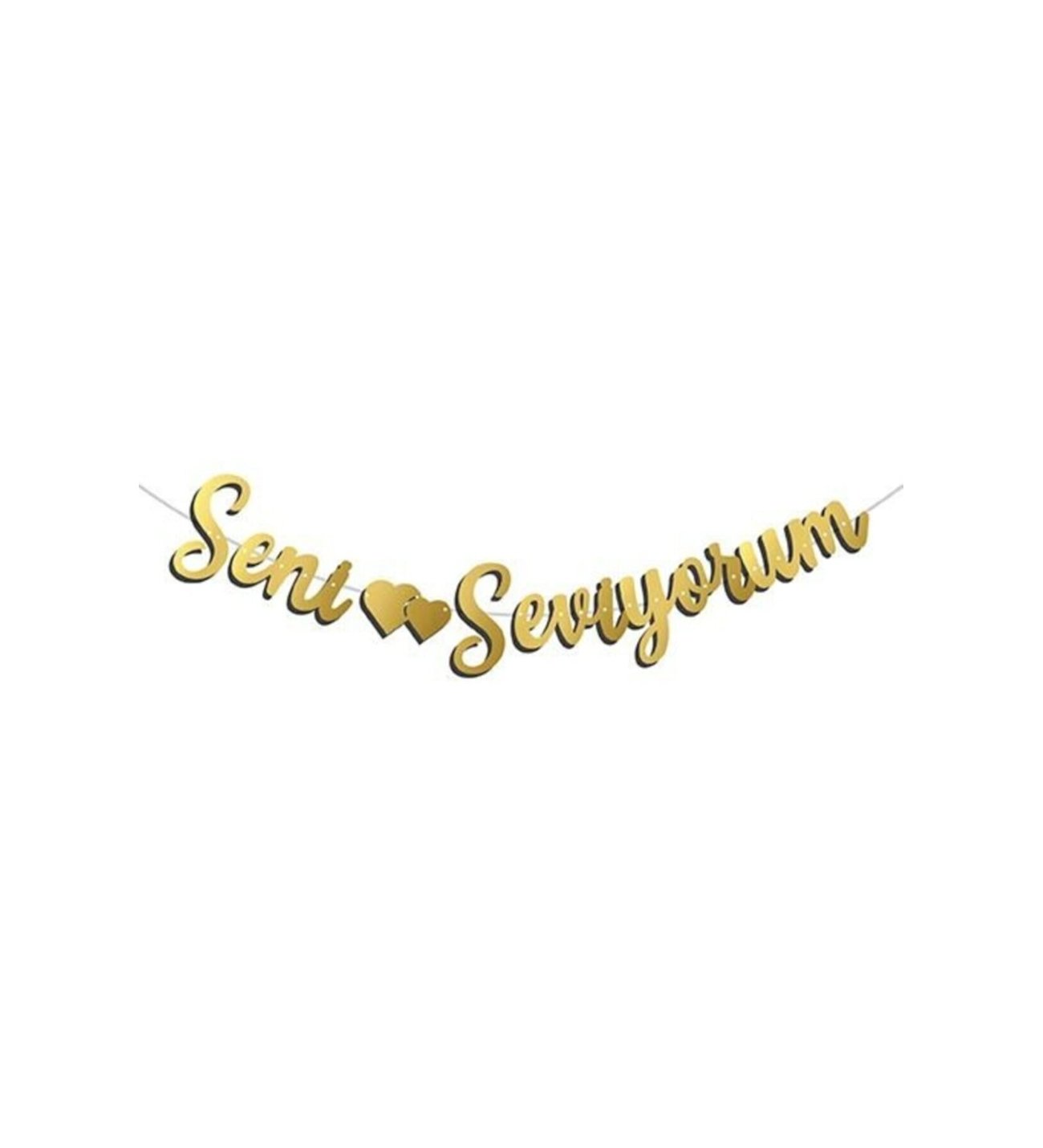 SENİ SEVİYORUM KALİGRAFİ BANNER GOLD