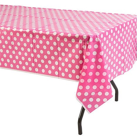 MASA ÖRTÜSÜ PLASTIK PEMBE PUANTIYELI