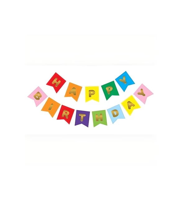 HAPPY BIRTHDAY RENKLİ GOLD YALDIZLI BANNER