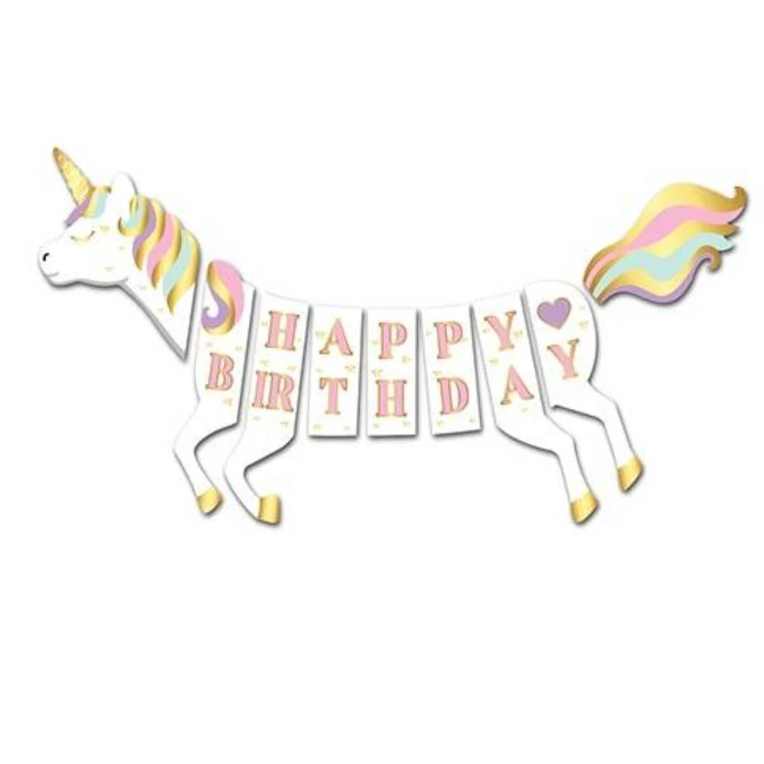 HAPPY BIRTHDAY UNICORN 3D BANNER