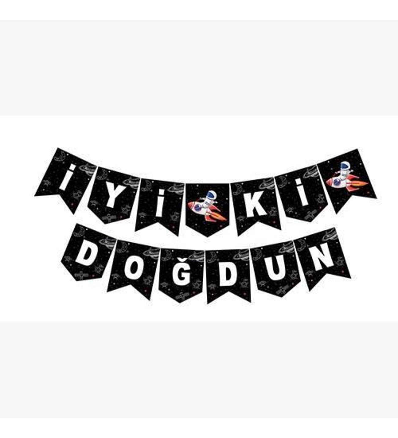 İYİ Kİ DOĞDUN UZAY TEMALI ZİKZAK BANNER