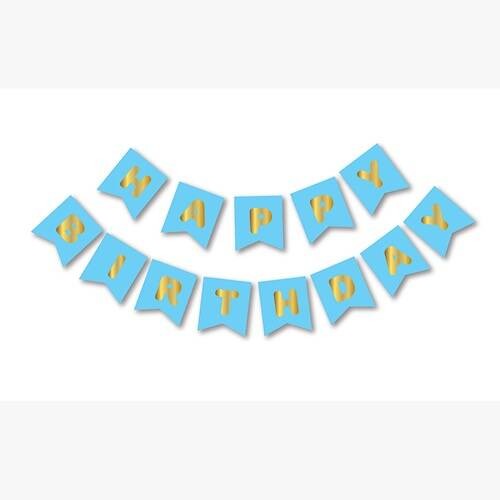 HAPPY BIRTHDAY MAVİ GOLD YALDIZLI BANNER