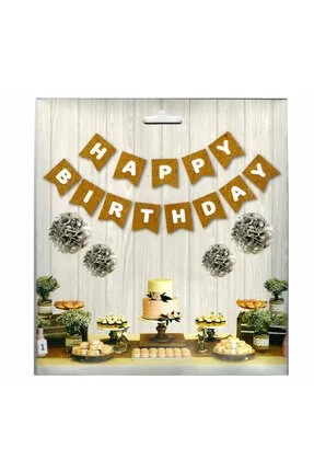 HAPPY BIRTHDAY KRAFT BEYAZ YALDIZLI BANNER