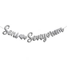 SENİ SEVİYORUM KALİGRAFİ BANNER SİLVER