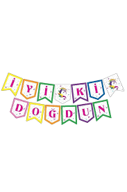 İYİ Kİ DOĞDUN BEYAZ UNICORN ZİKZAK BANNER