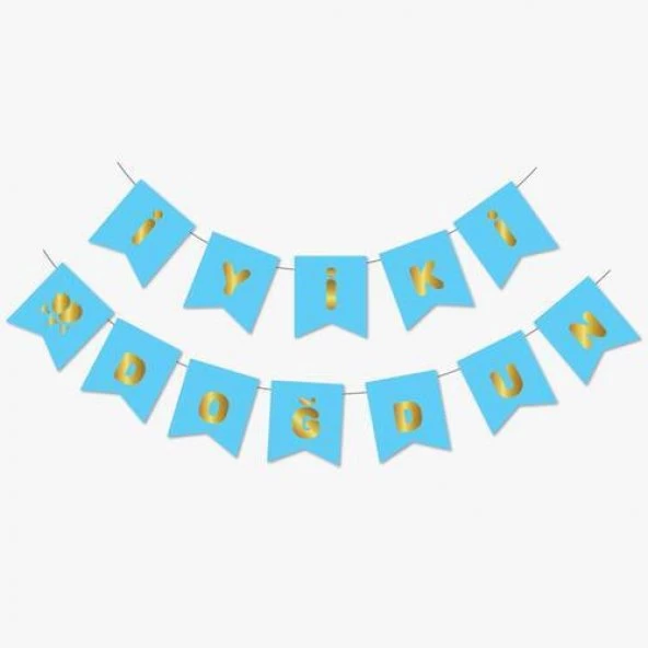İYİ Kİ DOĞDUN MAVİ GOLD YALDIZLI BANNER