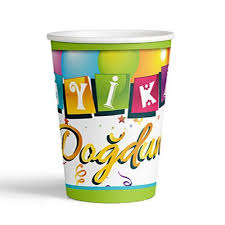 8LI KARTON BARDAK RENKLİ İYİ Kİ DOĞDUN 8 OZ